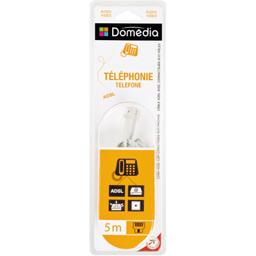 Domédia, Câble ADSL avec connecteurs RJ11 mâles, 5 m, le câble