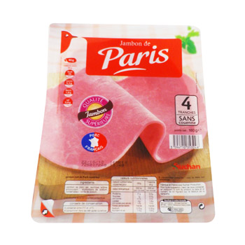 Jambon cuit de Paris sans couenne - 4 tranches