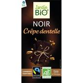 Chocolat noir bio aux eclats de crepes dentelles JARDIN BIO, 100g