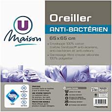 Oreiller traite anti-bacterien sanitized U MAISON, 65x65cm, blanc
