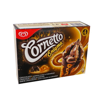 Cornetto Chocolat & caramel la boite de 4 cônes - 360 ml