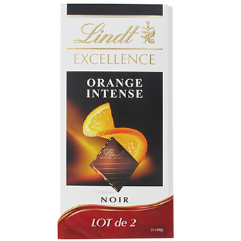 Chocolat noir Orange Intense Excellence LINDT, 2x100g