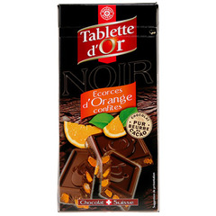 Chocolat Tablette d'Or noir Ecorces d'orange 200g