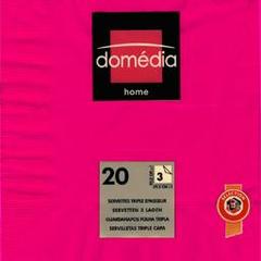 Domedia, Home - Serviettes unies 3 epaisseurs fuchsia 39,5x39,5 cm, le paquet de 20