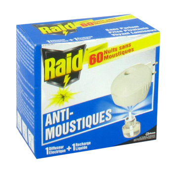 Raid, Diffuseur electrique anti-moustiques, 60 nuits+ recharge, le diffuseur + recharge de 35ml