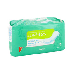 Auchan serviette absorbante hygiene adulte flux leger x12
