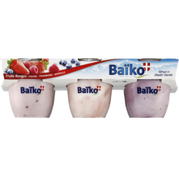 Baiko, Yaourts sucres sur lit de fruits rouges, les 6 pots de 125g