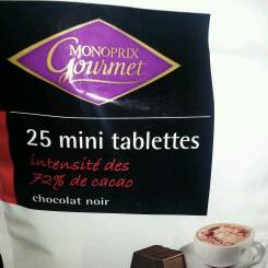 Mini tablettes de chocolat noir, intensité des 72% de cacao