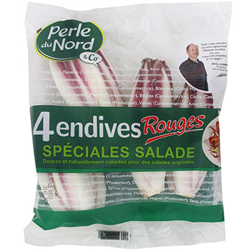 Endives rouge Perles du Nord Special salade x4 650g
