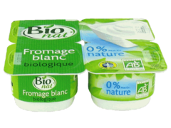 Fromage blanc nature bio BIONAT, 0%MG, 4x100g