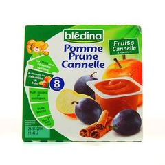 Bledina coupelles fruits pomme prune cannelle 4x100 g des 8 mois