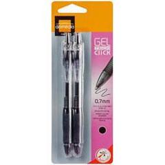 Domedia Creative, Stylo bille retractable Gel Tech Click 0,7mm - noir, les 2 stylos