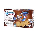 Mini biscuits fourrés ronds chocolat U MAT ET LOU, 4x6, 168g