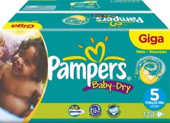 Pampers - 81263020 - Baby Dry Couches - Taille 5 Junior (11-25 kg) Gigapack x124