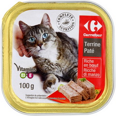Terrine pour chats au bœuf Carrefour