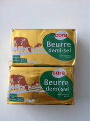Cora beurre demi-sel 80% mat. Gr. - plaquettes lot 2x250g