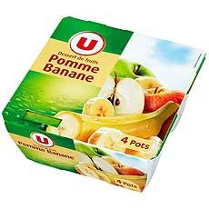 Dessert de fruits pomme banane U, 4x100g