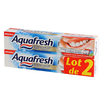 Aquafresh dentifrice blancheur + soin complet 2x75ml