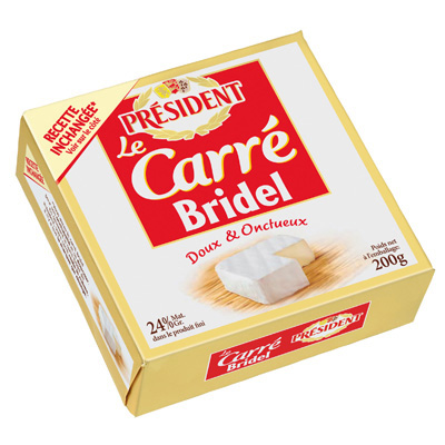 Fromage au lait pasteurise Carre BRIDEL, 24%MG, 200g