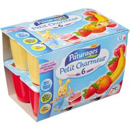 Petit Charmeur, aliment lacte bebe, sucre, aux fruits, des 6 mois, fraise, abricot, framboise, banane, 12 x 50g, 600g
