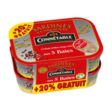 sardines a l'ancienne a l'huiles d'olive vierge extra aux 5 baies connetable 2x115g