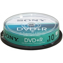 DVD + R 16X SONY, 10 unites en boitier Spindle