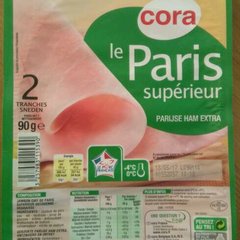 Cora jambon de Paris superieur 2 tranches dd 90g
