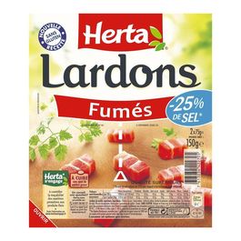 Des de lardons -25% de sel HERTA, 2x75g