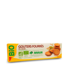 AUCHAN - Gouters fourres au cacao. - 12 biscuits 4 sachets fraicheurs. Produit issu de l'agriculture biologique