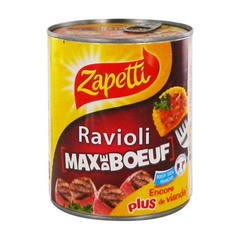 Zapetti, Ravioli max de boeuf, la boite de 800 g