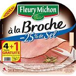 Jambon à la broche s/couenne -25% sel FLEURY MICHON 4 tranches 150g