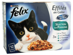 Felix, Effiles en gelee aux poissons pour chat, la boite de 12 sachets - 1200g