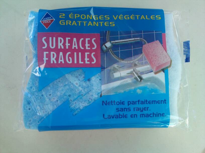 Eponges végétales grattantes, surfaces fragiles x2