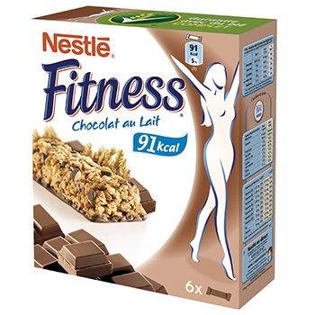 Barres de cereales chocolat au lait - Fitness - La boite de 6 barres