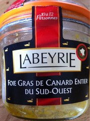 Foie gras de canard entier IGP du sud-ouest LABEYRIE, bocal de 410g
