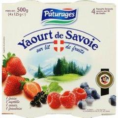 yaourt de Savoie sur lit de fruits, les 4 pots de 125g