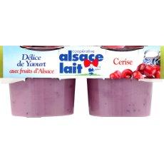 Alsace-lait, Delice de yaourts aux fruits d'alsace cerise, les 4 pots de 125 gr