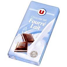 Chocolat au lait fourre lait U tablette 2x100g