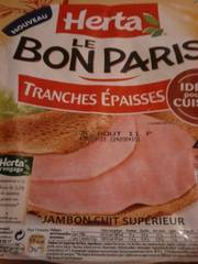 Herta, Le Bon Paris - Tranches epaisses de jambon cuit superieur, la barquette de 4 - 220g