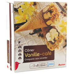 Auchan cones vanille cafe x6 - 720ml