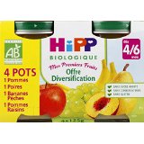 Hipp Biologique Mes Premiers Fruits 4 Saveurs dès 4/6 mois - 16 pots de 125 g
