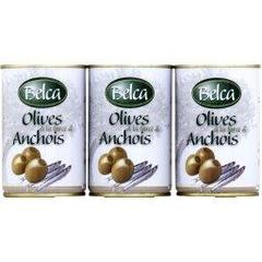 Belca, Olives a la farce d'anchois, les 3 boites de 350g