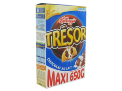 Tresor - Cereales fourrees au chocolat au lait, la boite de 650g