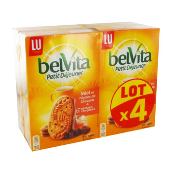 belvita miel & pepites de chocolat lu 4x435g