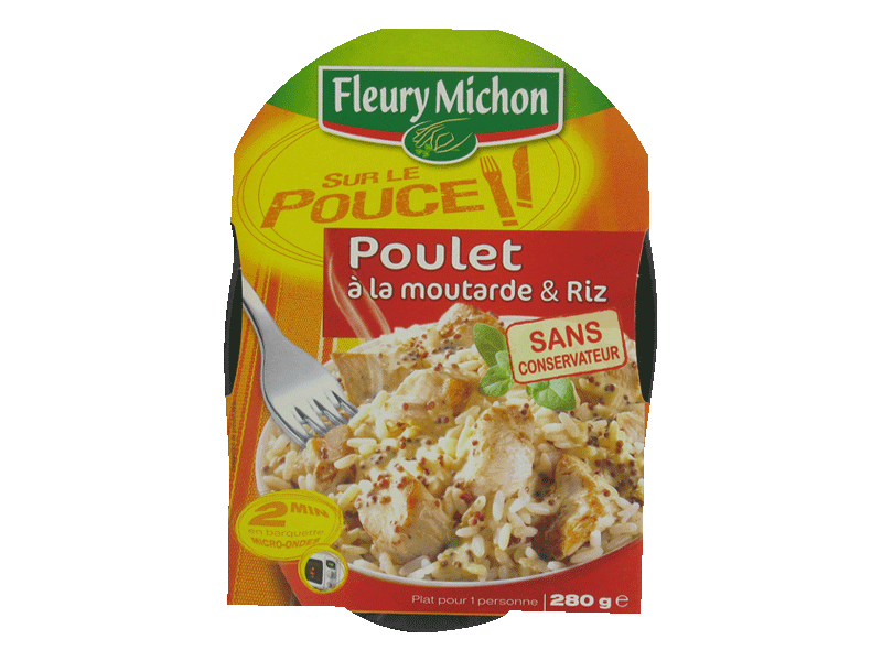 Fleury Michon, Sur le pouce, poulet a la moutarde & riz, la barquette, 280g