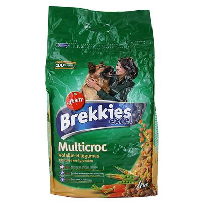 Brekkies Excel, Croquettes pour chien Multicroc volaille et legumes, le sac de 4kg