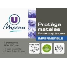 Protege-matelas impermeabilise anti-acariens U MAISON, 90x190cm, blanc
