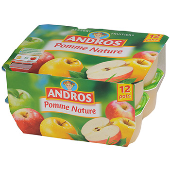 Compotes pomme nature Andros 12x100g
