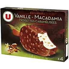 Batonnets glaces vanille- noix de macadamia U, 4x90ml, 360ml