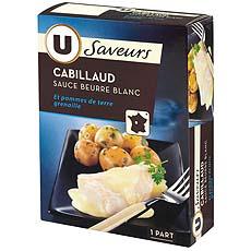 Cabillaud sauce beurre blanc et pommes de terre grenaille U SAVEURS, 290g